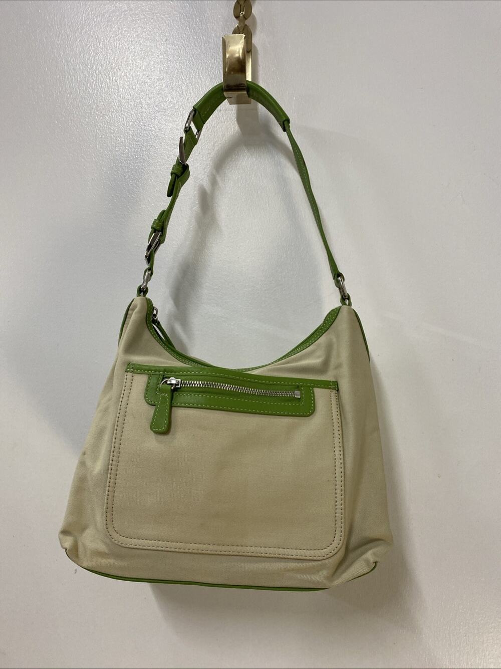 Women’s Express Lime Green & Khaki Shoulder Purse 10”X 8”
